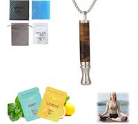 Breathing Necklace with Resistance - Flavoured Air Wooden Breathlace for Anxiety Relief, Stress Reduction & Mindful Breathing - Ideal for Adults in Work, Travel, and Relaxation (Tiger Eye)