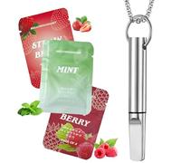 Breathing Necklace with Resistance Include 3 Flavoured Filters Breathe Free Stainless Steel Portable Anxiety Relief Tool (Silver)