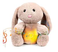 Breathing Teddy Anxiety Relief Bunny, Easter Bunny Stuffed Animal, Sleep Soother Toys with Music Lights & Breathing Motion, Bunny Calming Relief Sensory Toys Gift for Kids Adult