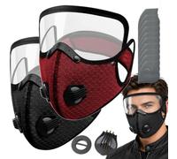 Breathing Valve Face Mask with Shield, Reusable Carbon Filter Dust Mask | windproof and uv-protective motorcycle facemask and goggles set, full face coverage adjustable fit dust masks for woodworking