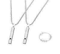 Breathlace 2pcs Breathing Necklace Portable Deep Anxiety Necklace(Includes a Lucky Ring),Meditation Anxiety Relief Breathing Exercises,Mindfulness Gifts for Men and Women Calms Anxiety Fidget(Silver)