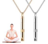 Breathlace Breathing Necklace,2PCS Portable Stress Relief Mindful Necklace, Anxiety Relief Whistle Necklace for Women Men Meditation(Gold and Silver)