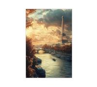 Breathtaking Eiffel Tower Sunset View Canvas Poster Wall Art Decor Print Picture Paintings for Living Room Bedroom Decoration 12x18inch(30x45cm)