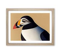 Breathtaking Puffin Bird Framed Print | A2 Oak Framed Wall Art | Ready to Hang | Modern Nature Picture | Living Room Bedroom Lounge Office