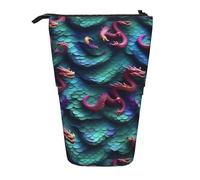 BREAUX 3D Magical Dragon Scales Pattern print Telescopic pencil case, fit for multi-functional pencil makeup bag storage bag and wallet