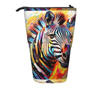BREAUX Abstract Animal Zebra print Telescopic pencil case, fit for multi-functional pencil makeup bag storage bag and wallet, Black, One Size, Fashion
