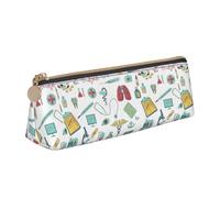 BREAUX abstraction biology chemistry4 print Triangle leather stationery storage bag, fit for travel and cosmetics storage