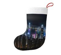 BREAUX Aerial Night of View Hong Kong Christmas Stockings - Personalized Holiday Decor, Vibrant Colors for Xmas, Halloween New Year
