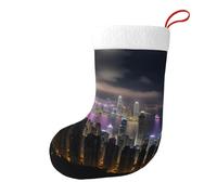 BREAUX Aerial Night of View Hong Kong Christmas Stockings - Personalized Holiday Decor, Vibrant Colors for Xmas, Halloween New Year