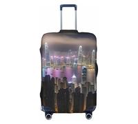 BREAUX Aerial Night of View Hong Kong print Luggage Protective Covers Luggage Sleeves Luggage Decorative Covers, Zip Luggage Covers, White, M