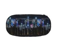BREAUX Aerial Night of View Hong Kong print Pencil case, makeup bag, sturdy storage bag, fit for office or travel essential accessories