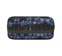 BREAUX Aerial Night of View Hong Kong print unisex pencil pouch, versatile stationery storage bag for office, travel or makeup