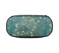 BREAUX almond blossom print 300D Oxford Cloth Pencil Case Pouch, Double-Headed Zipper Design, Cosmetics and Organizer