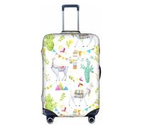 BREAUX Alpaca Llama Cactus Flag Mountain print Luggage Cover, Luggage Protective Cover, Trolley Travelling Case Protective Cover, White, L