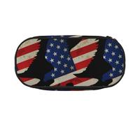 BREAUX American Bald eagle print 300D Oxford Cloth Pencil Case Pouch, Double-Headed Zipper Design, Cosmetics and Organizer