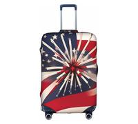 BREAUX American Flag Firework print Luggage Protective Covers Luggage Sleeves Luggage Decorative Covers, Zip Luggage Covers, White, M