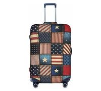 BREAUX American Flag Patchwork print Luggage Cover, Luggage Protective Cover, Trolley Travelling Case Protective Cover, White, M