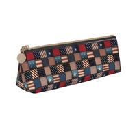 BREAUX American Flag Patchwork print Triangle leather stationery storage bag, fit for travel and cosmetics storage
