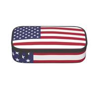 BREAUX American flag print unisex pencil pouch, versatile stationery storage bag for office, travel or makeup, Black, One Size, Concise