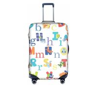 BREAUX Animal Alphabet print Luggage Cover, Luggage Protective Cover, Trolley Travelling Case Protective Cover, White, M