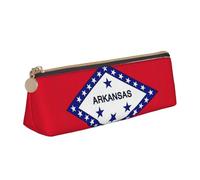 BREAUX Arkansas State Flag print Triangle leather stationery storage bag, fit for travel and cosmetics storage