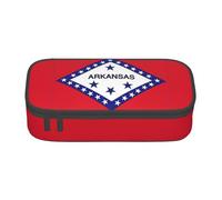 BREAUX Arkansas State Flag print unisex pencil pouch, versatile stationery storage bag for office, travel or makeup, Black, One Size, Concise