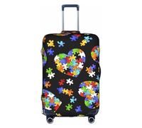 BREAUX Autism Awareness Puzzle Pieces Heart print Luggage Protective Covers Luggage Sleeves Luggage Decorative Covers, Zip Luggage Covers, White, S