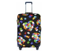 BREAUX Autism Awareness Puzzle Pieces Heart print Luggage Protective Covers Luggage Sleeves Luggage Decorative Covers, Zip Luggage Covers, White, X-Large