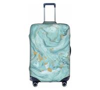 BREAUX Azurite Teal and Foil Gold Oil Marble Pattern print Luggage Protective Covers Luggage Sleeves Luggage Decorative Covers, Zip Luggage Covers, White, S