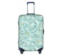 BREAUX Azurite Teal and Foil Gold Oil Marble Pattern print Trolley Suitcase Protective Cover Luggage Protective Cover Unique Double Sided Pattern, White, X-Large, White, X-Large