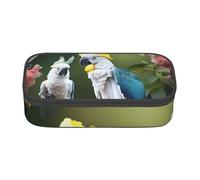 BREAUX Beautiful Cockatoo Bird Flower print unisex pencil pouch, versatile stationery storage bag for office, travel or makeup