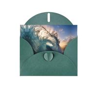 BREAUX Beautiful ocean waves Pearl veneer holiday greeting card, blank envelope, luxurious Christmas and New Year greeting card