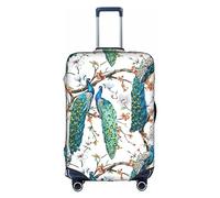 BREAUX Beautiful Peacock Flowers print Luggage Protective Covers Luggage Sleeves Luggage Decorative Covers, Zip Luggage Covers, White, L