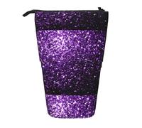 BREAUX Beautiful Purple Glitter print Telescopic pencil case, fit for multi-functional pencil makeup bag storage bag and wallet