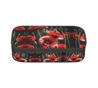BREAUX Beautiful Red Poppy Flower print unisex pencil pouch, versatile stationery storage bag for office, travel or makeup