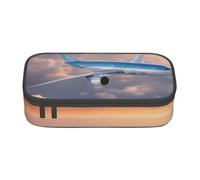 BREAUX Beautiful Sky Airplane print unisex pencil pouch, versatile stationery storage bag for office, travel or makeup