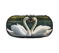 BREAUX Beautiful White Swans on The Lake print Pencil case, makeup bag, sturdy storage bag, fit for office or travel essential accessories, Black, One Size, Portability
