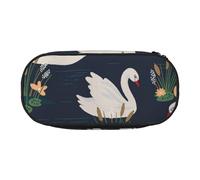 BREAUX Beautiful White Swans on The Lake print Pencil case, makeup bag, sturdy storage bag, fit for office or travel essential accessories, Black, One Size, Portability