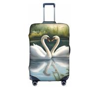 BREAUX Beautiful White Swans on The Lake print Trolley Suitcase Protective Cover Luggage Protective Cover Unique Double Sided Pattern, White, Large, White, Large