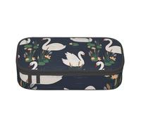 BREAUX Beautiful White Swans on The Lake print unisex pencil pouch, versatile stationery storage bag for office, travel or makeup