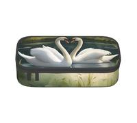 BREAUX Beautiful White Swans on The Lake print unisex pencil pouch, versatile stationery storage bag for office, travel or makeup