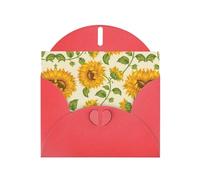 BREAUX Beautiful Yellow Sunflower Pearl veneer holiday greeting card, blank envelope, luxurious Christmas and New Year greeting card