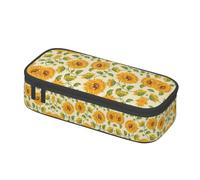 BREAUX Beautiful Yellow Sunflower print unisex pencil pouch, versatile stationery storage bag for office, travel or makeup