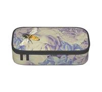 BREAUX Bee flying print unisex pencil pouch, versatile stationery storage bag for office, travel or makeup
