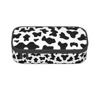 BREAUX Black and White Cow Print print unisex pencil pouch, versatile stationery storage bag for office, travel or makeup