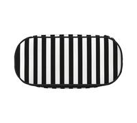 BREAUX Black and-White Stripes print 300D Oxford Cloth Pencil Case Pouch, Double-Headed Zipper Design, Cosmetics and Organizer