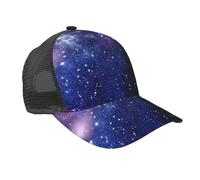 BREAUX Black Grey White Camo Print Baseball Cap, Curved Brim Mesh Baseball Cap, Adjustable Baseball Mesh Cap, Blue & Purple Galaxy, One size