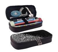 BREAUX Black White Glitter Print Leather Cosmetic Bag, Leather Flap Case, Spacious Coin Purse, Storage Bag, Black, One Size