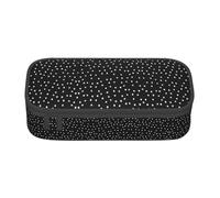 BREAUX Black White Polka Dots print unisex pencil pouch, versatile stationery storage bag for office, travel or makeup