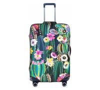 BREAUX Blooming Cactus print Trolley Suitcase Protective Cover Luggage Protective Cover Unique Double Sided Pattern, White, L
